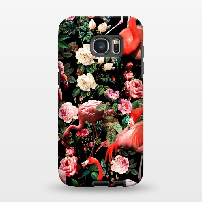 Galaxy S7 EDGE StrongFit Floral and Flemingo Pattern by Burcu Korkmazyurek