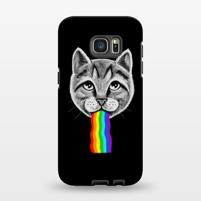 Galaxy S7 EDGE StrongFit Cat rainbow by Coffee Man