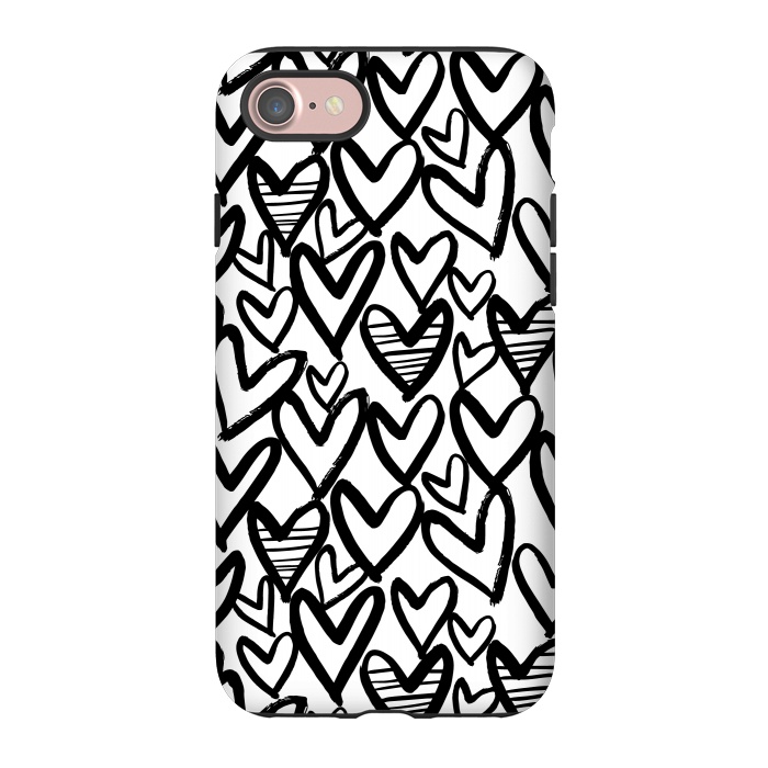 iPhone 7 StrongFit Black and white hearts by Laura Grant