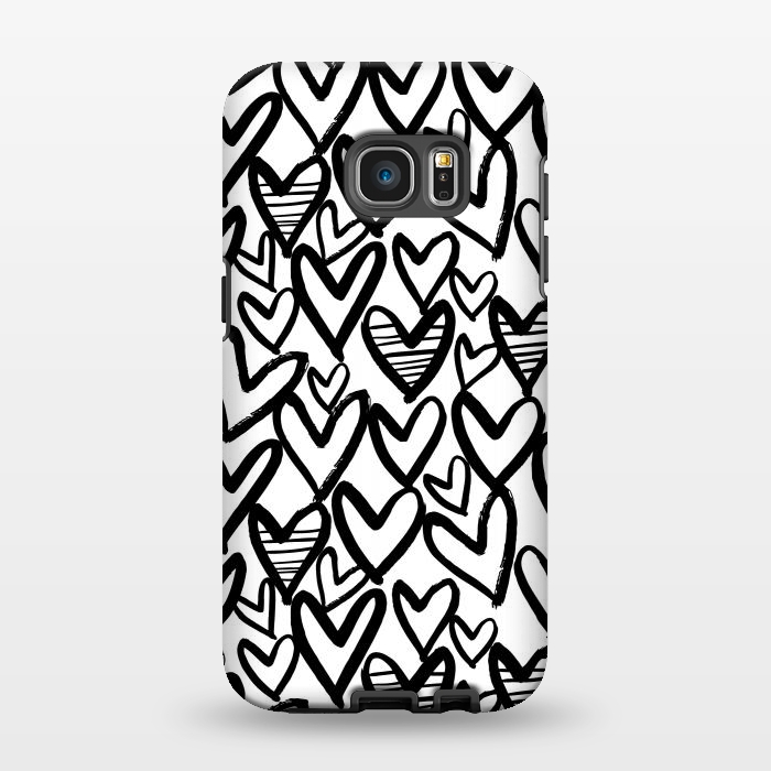 Galaxy S7 EDGE StrongFit Black and white hearts by Laura Grant