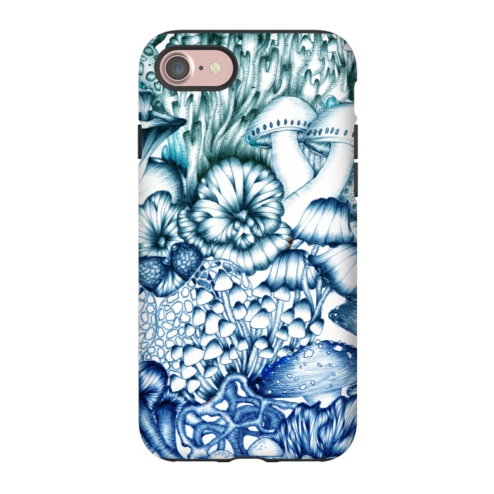 iPhone 7 StrongFit A Medley of Mushrooms in Blue by ECMazur 