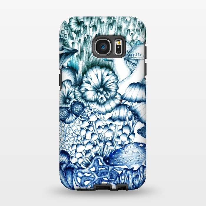 Galaxy S7 EDGE StrongFit A Medley of Mushrooms in Blue by ECMazur 