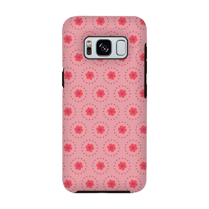 Galaxy S8 StrongFit Pink Circular Floral by Rosie Simons