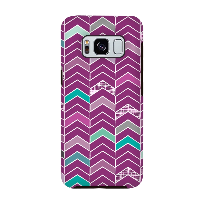 Galaxy S8 StrongFit Chevron Purple by Rosie Simons