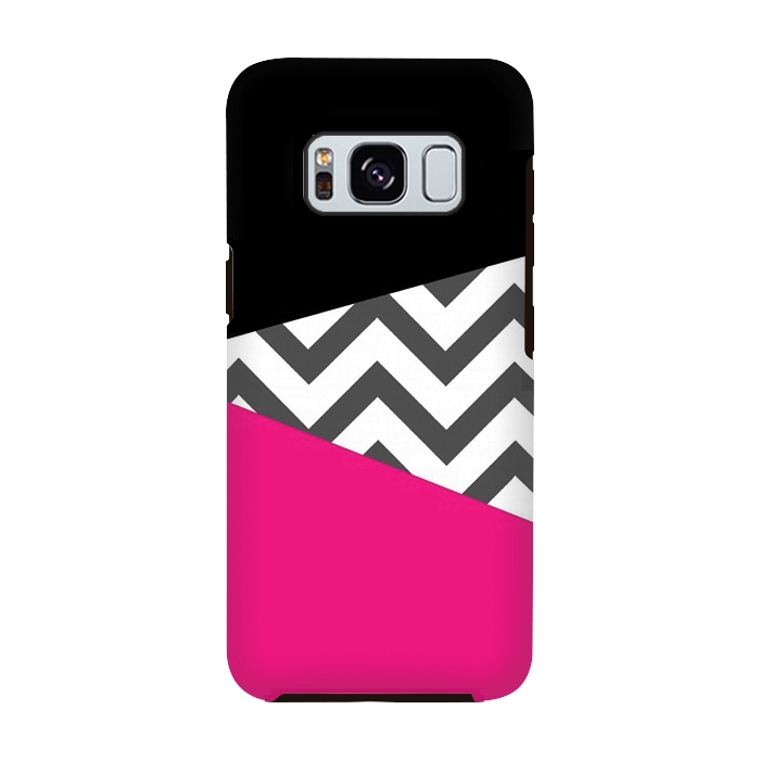 Galaxy S8 StrongFit Color Blocked Chevron Black Pink  by Josie Steinfort 