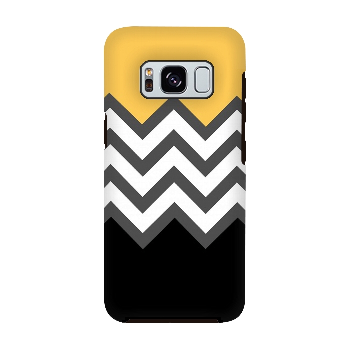 Galaxy S8 StrongFit Color Blocked Chevron Black Yellow by Josie Steinfort 