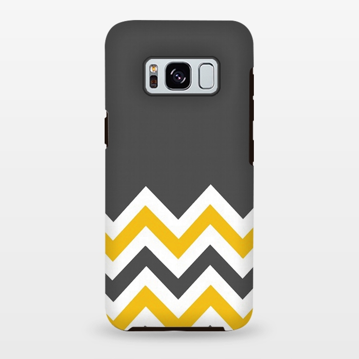 Galaxy S8 plus StrongFit Color Blocked Chevron Mustard Gray by Josie Steinfort 