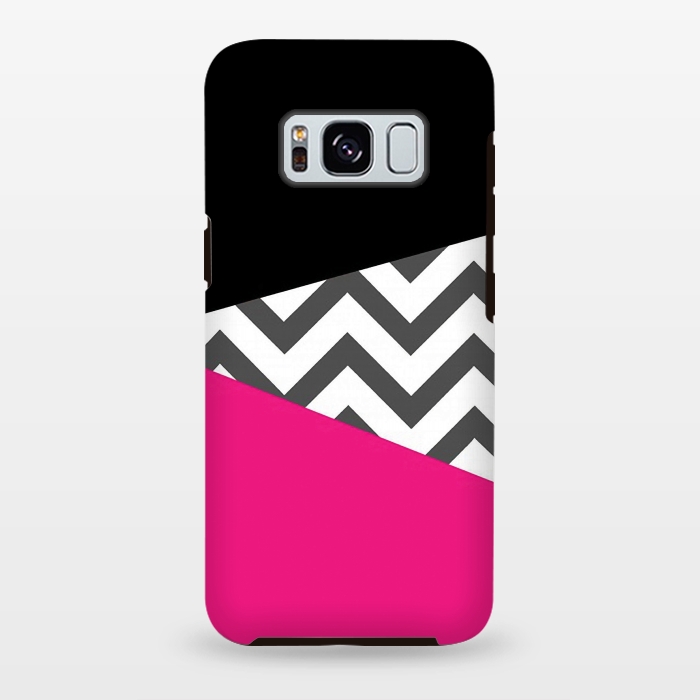 Galaxy S8 plus StrongFit Color Blocked Chevron Black Pink  by Josie Steinfort 