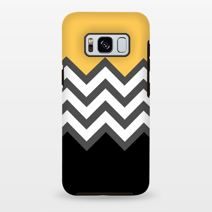 Galaxy S8 plus StrongFit Color Blocked Chevron Black Yellow by Josie Steinfort 