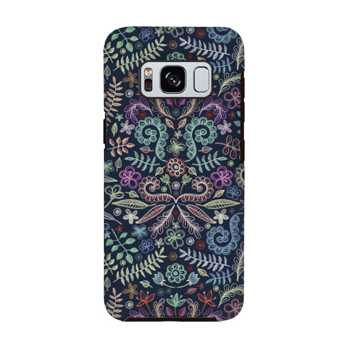 Galaxy S8 StrongFit Colored Chalk Floral Doodle Pattern by Micklyn Le Feuvre