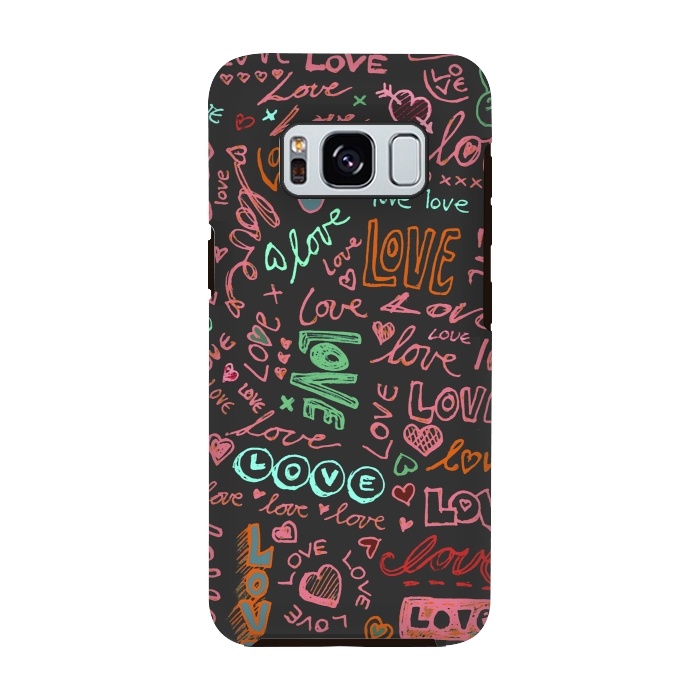 Galaxy S8 StrongFit Love Love Love ballpoint doodles by Micklyn Le Feuvre