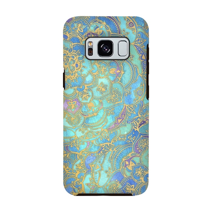 Galaxy S8 StrongFit Sapphire and Jade Stained Glass Mandalas by Micklyn Le Feuvre