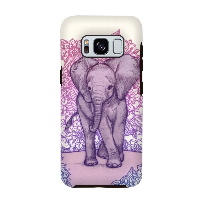 Galaxy S8 StrongFit Cute Baby Elephant in pink purple and blue by Micklyn Le Feuvre