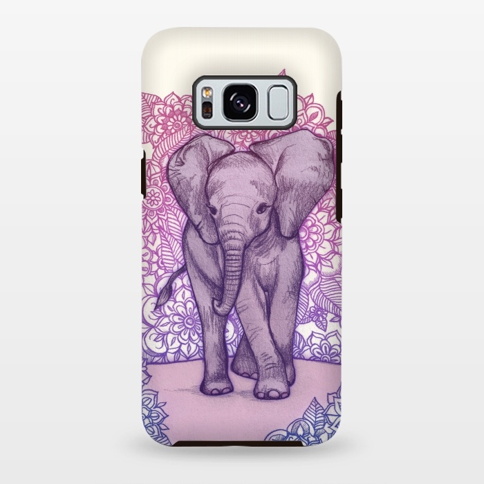 Galaxy S8 plus StrongFit Cute Baby Elephant in pink purple and blue by Micklyn Le Feuvre