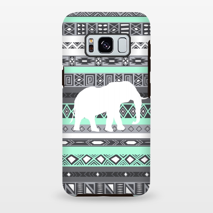 Galaxy S8 plus StrongFit Tiffany Elephant Aztec by Rex lambo