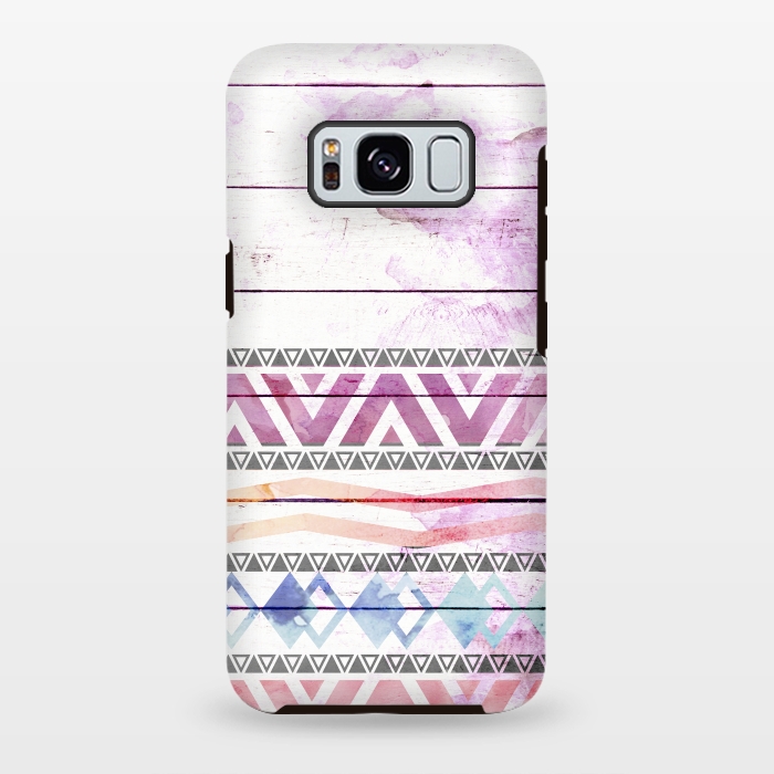 Galaxy S8 plus StrongFit Aztec Wood Watercolor by Girly Trend