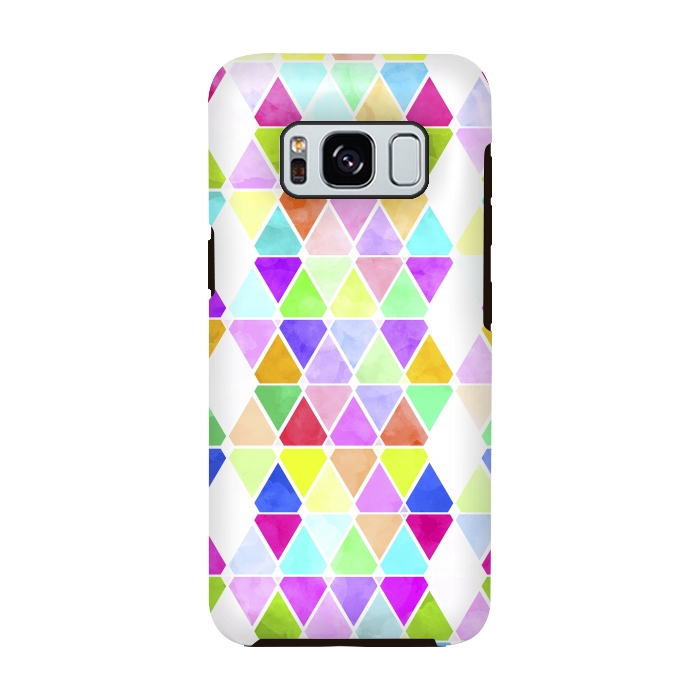 Galaxy S8 StrongFit Watercolor Abstract Pastel Triangles by Girly Trend