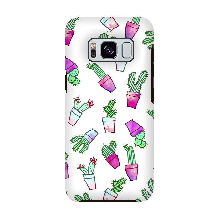 Galaxy S8 StrongFit Whimsical Hand Drawn cactus pattern  by Girly Trend
