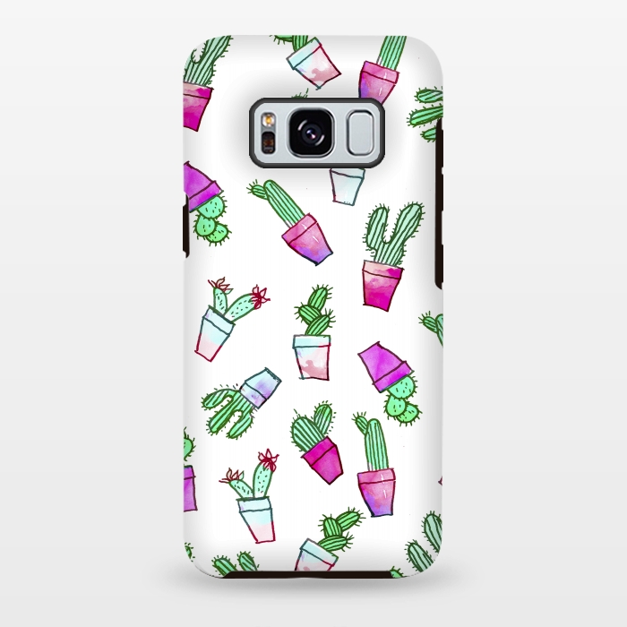Galaxy S8 plus StrongFit Whimsical Hand Drawn cactus pattern  by Girly Trend