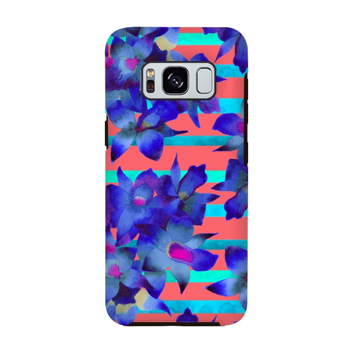 Galaxy S8 StrongFit Coral Stripes by Amaya Brydon