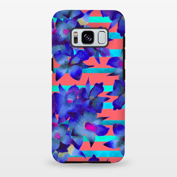 Galaxy S8 plus StrongFit Coral Stripes by Amaya Brydon