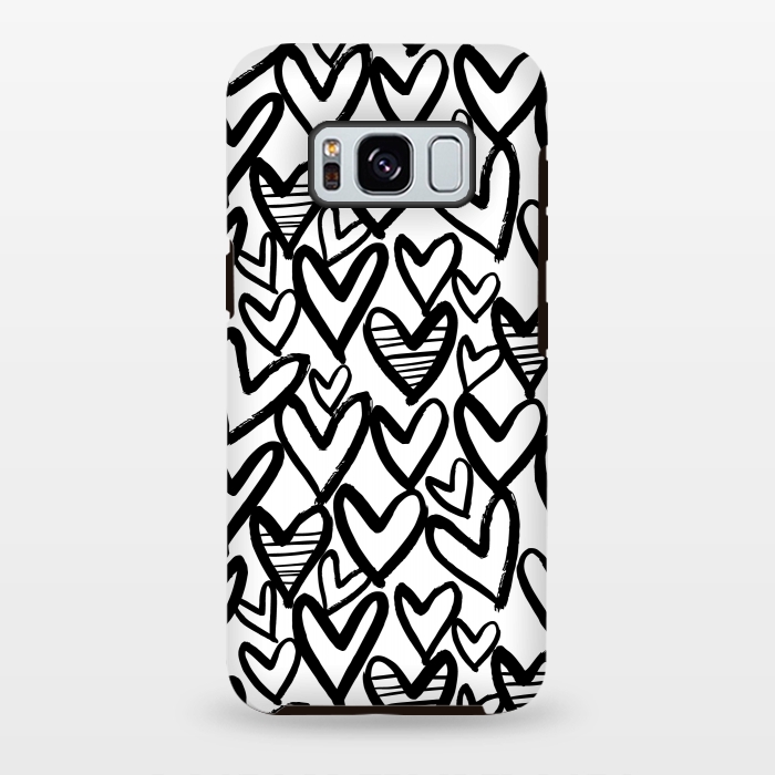 Galaxy S8 plus StrongFit Black and white hearts by Laura Grant