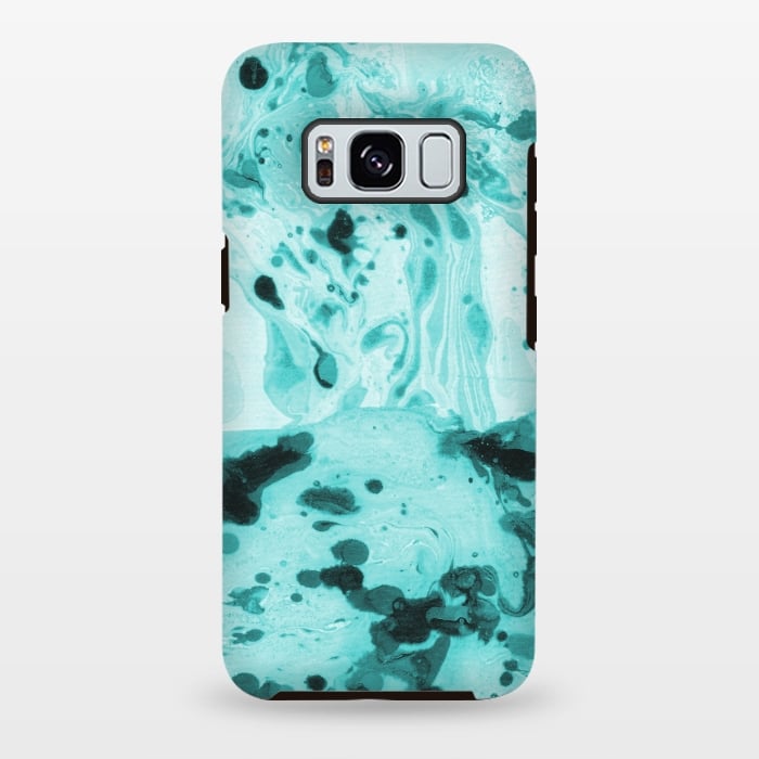 Galaxy S8 plus StrongFit Turquoise Marble by Laura Grant