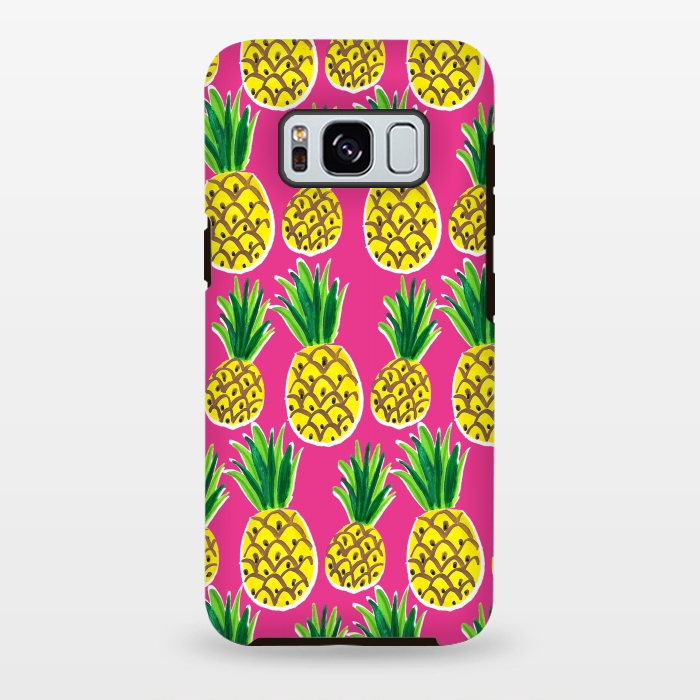 Galaxy S8 plus StrongFit Painted pineapples by Laura Grant