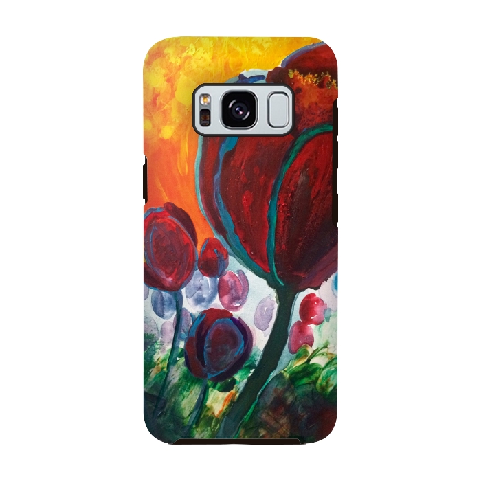 Galaxy S8 StrongFit Blue High Tulips on Fire by ANoelleJay