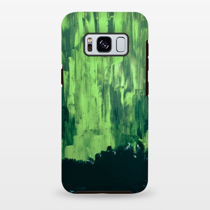 Galaxy S8 plus StrongFit Lime Green Northern Lights by ANoelleJay