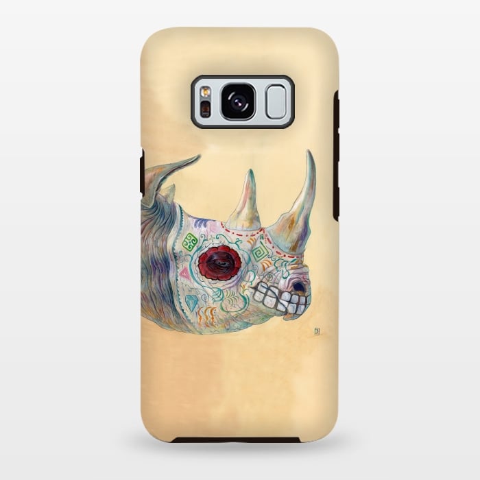Galaxy S8 plus StrongFit Day of the Dead Rhino by Brandon Keehner