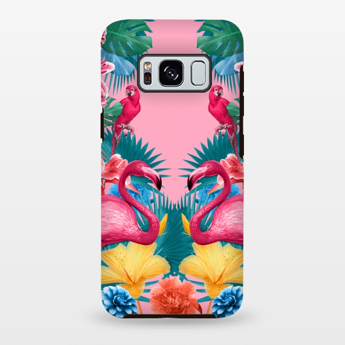 Galaxy S8 plus StrongFit Flamingo and Tropical garden by Burcu Korkmazyurek