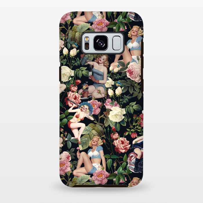 Galaxy S8 plus StrongFit Floral and Pin Up Girls Pattern by Burcu Korkmazyurek