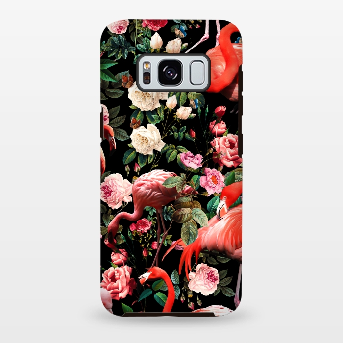 Galaxy S8 plus StrongFit Floral and Flemingo Pattern by Burcu Korkmazyurek