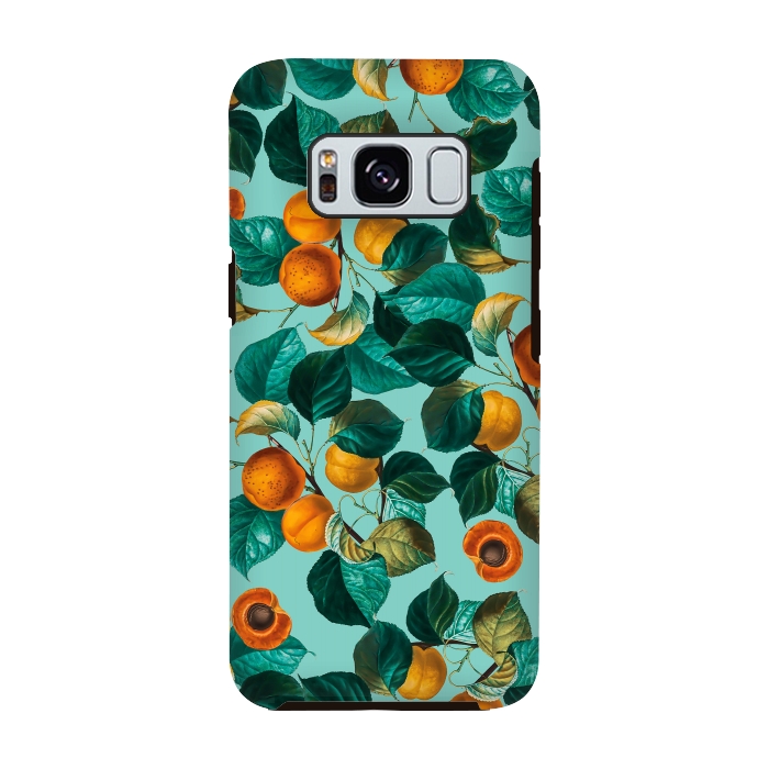 Galaxy S8 StrongFit Peach and Leaf Pattern by Burcu Korkmazyurek