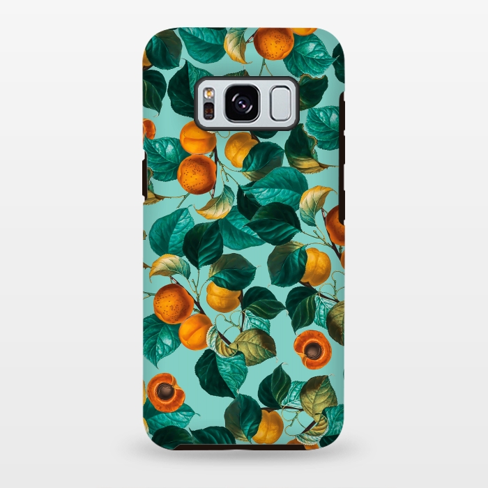 Galaxy S8 plus StrongFit Peach and Leaf Pattern by Burcu Korkmazyurek