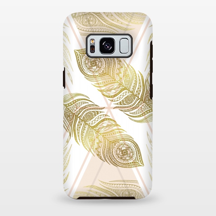 Galaxy S8 plus StrongFit Gold Feathers by Barlena