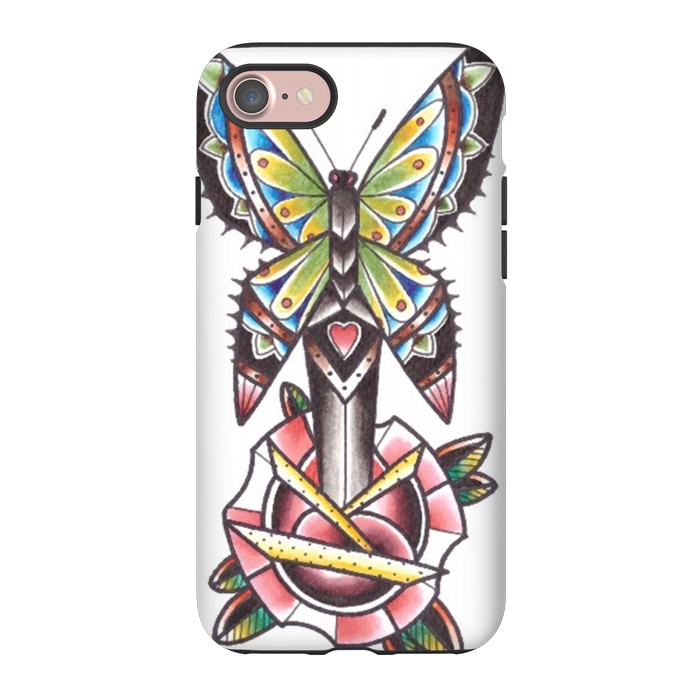 iPhone 7 StrongFit Butterfly dagger rose by Evaldas Gulbinas 