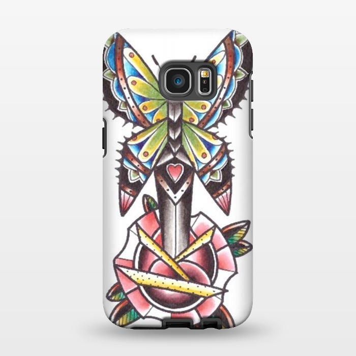Galaxy S7 EDGE StrongFit Butterfly dagger rose by Evaldas Gulbinas 