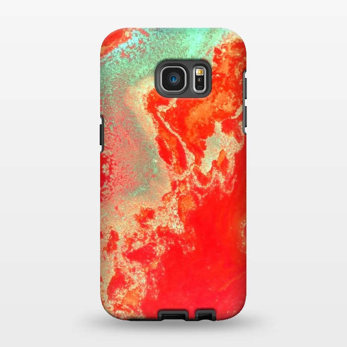 Galaxy S7 EDGE StrongFit Sea Green and Coral by Uma Prabhakar Gokhale