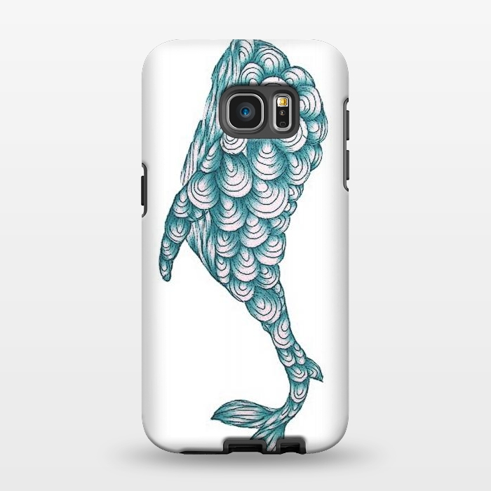 Galaxy S7 EDGE StrongFit Turquoise Whale by ECMazur 