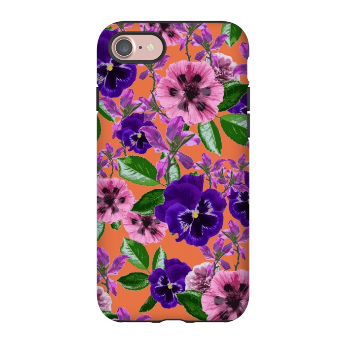 iPhone 7 StrongFit Orange Floral Garden by Zala Farah