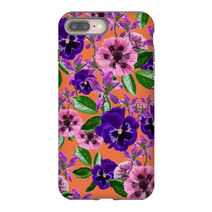 iPhone 7 plus StrongFit Orange Floral Garden by Zala Farah