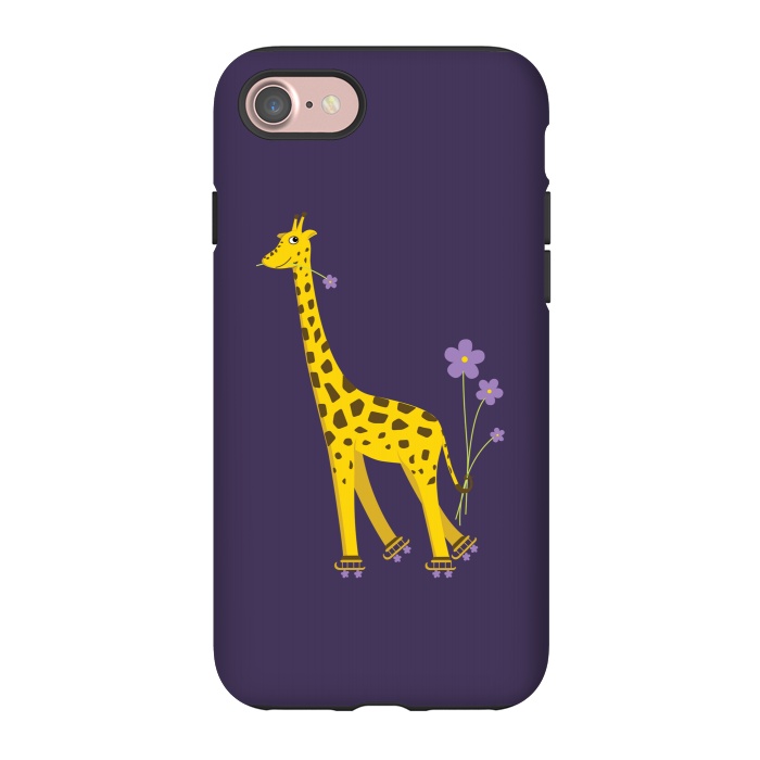 iPhone 7 StrongFit Cute Funny Rollerskating Giraffe by Boriana Giormova