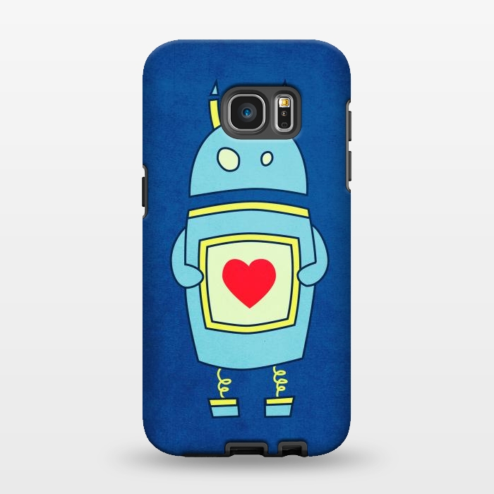 Galaxy S7 EDGE StrongFit Clumsy Cute Robot With Heart by Boriana Giormova
