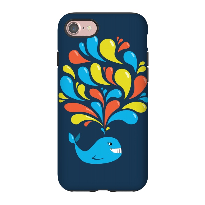 iPhone 7 StrongFit Cute Colorful Splash Cartoon Blue Whale by Boriana Giormova