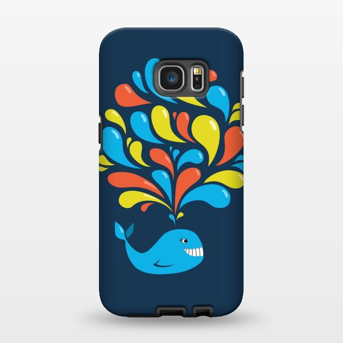 Galaxy S7 EDGE StrongFit Cute Colorful Splash Cartoon Blue Whale by Boriana Giormova
