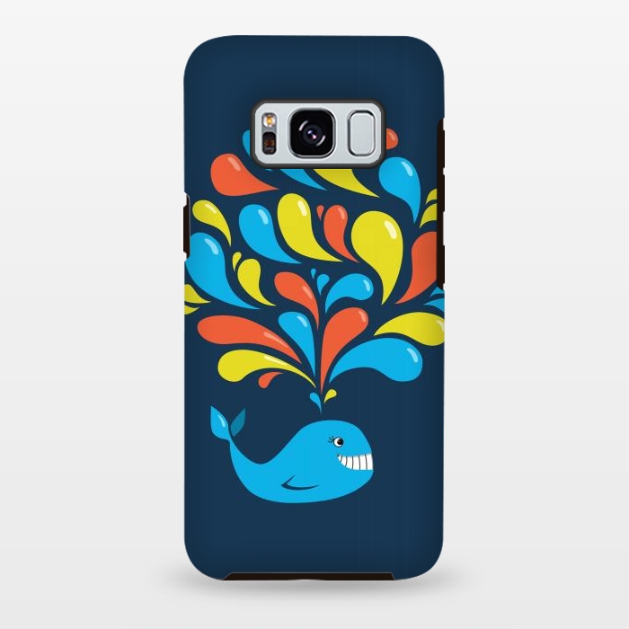 Galaxy S8 plus StrongFit Cute Colorful Splash Cartoon Blue Whale by Boriana Giormova