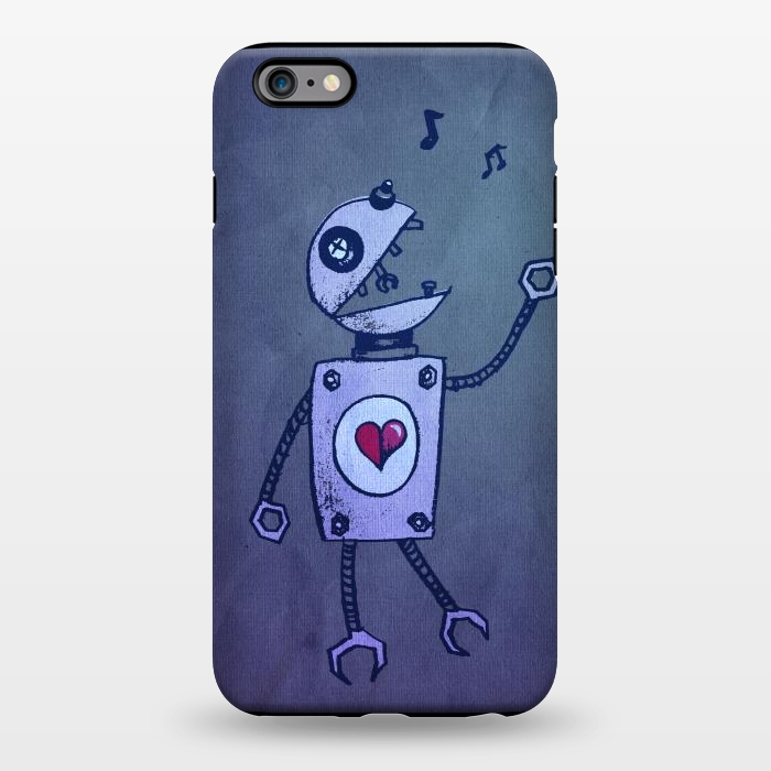 iPhone 6/6s plus StrongFit Blue Happy Cartoon Singing Robot by Boriana Giormova