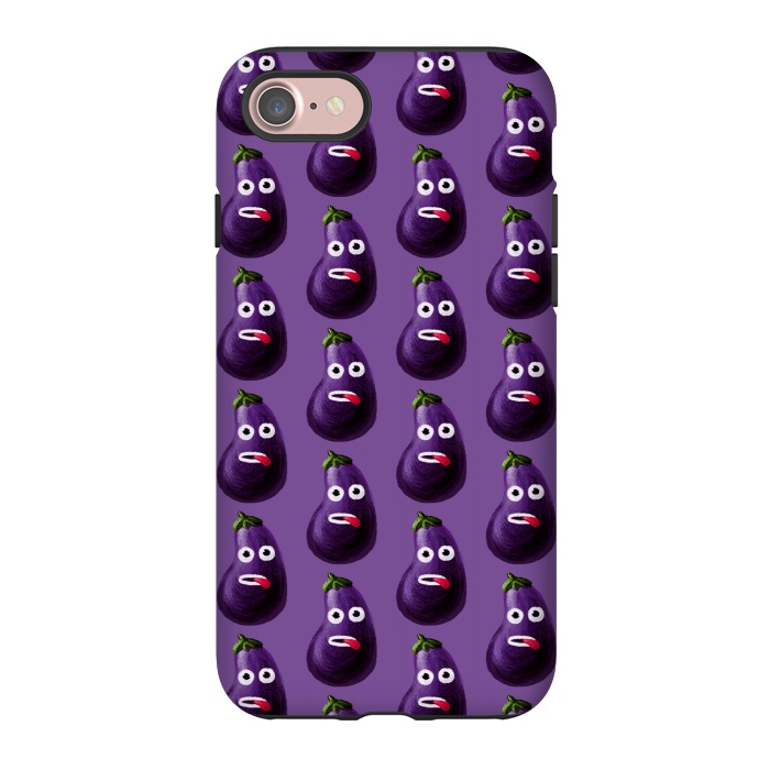 iPhone 7 StrongFit Purple Funny Cartoon Eggplant Pattern by Boriana Giormova
